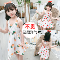 Girls dress with dress and summer style 2022 new small children summer clothes ladies pure cotton princess nepotism female baby dress