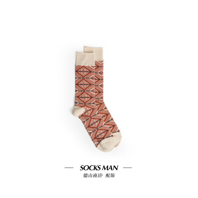 ຖົງຕີນຝ້າຍ Loom ເກົ່າ Socksman ສາຂາຍີ່ປຸ່ນຈໍາກັດການສົ່ງເສີມການ beige ສີຂຽວສີແດງ SM21012J