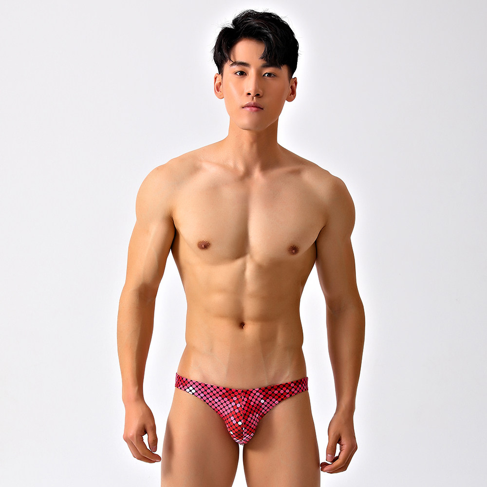 GreatAsia Sea Anchor men's triangle sexy low waist narrow edge red sports swimming trunks beauty black beach 118