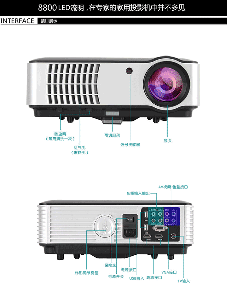 Máy chiếu Regal RD815 RD-806 không dây wifi3D HD máy chiếu TV không màn hình văn phòng - Máy chiếu