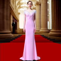 Fashion Pink Annual Meeting Evening Gown Women 2020 New Temperament High-end Banquets Slim toast with fish-tailed gown dress