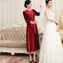 Noble Mother-in-law Wedding Dress 2021 New Fall Velvet Foreign Air Big Code Young Mom Wedding Dress Dress Dress