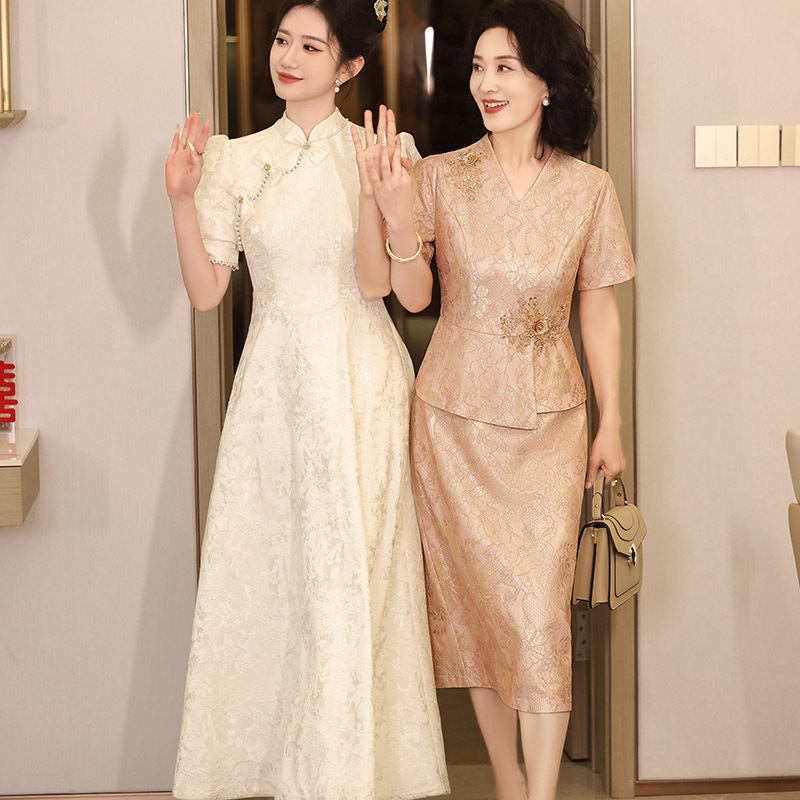 Elegant and Slimming Two-Piece Wedding Dress for Mother-In-Law, 2025 New Style, Suitable for Wedding Banquets, with a High-End Feel