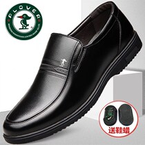 Woodpecker Birds Men Shoes Fall New Leather Shoes Man Big Code Genuine Leather Business Casual Shoes Bull Gluten Bottom Middle Aged Dad Shoes