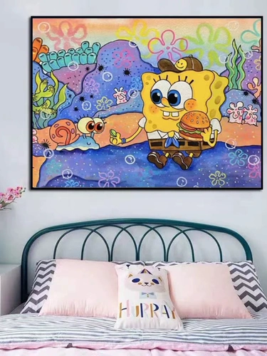 Картинка мультфильма алмаза 2024 Новая бриллиантовая губка детская аниме аниме ручной работы 5D -патч бурение поперечная детьми спальня