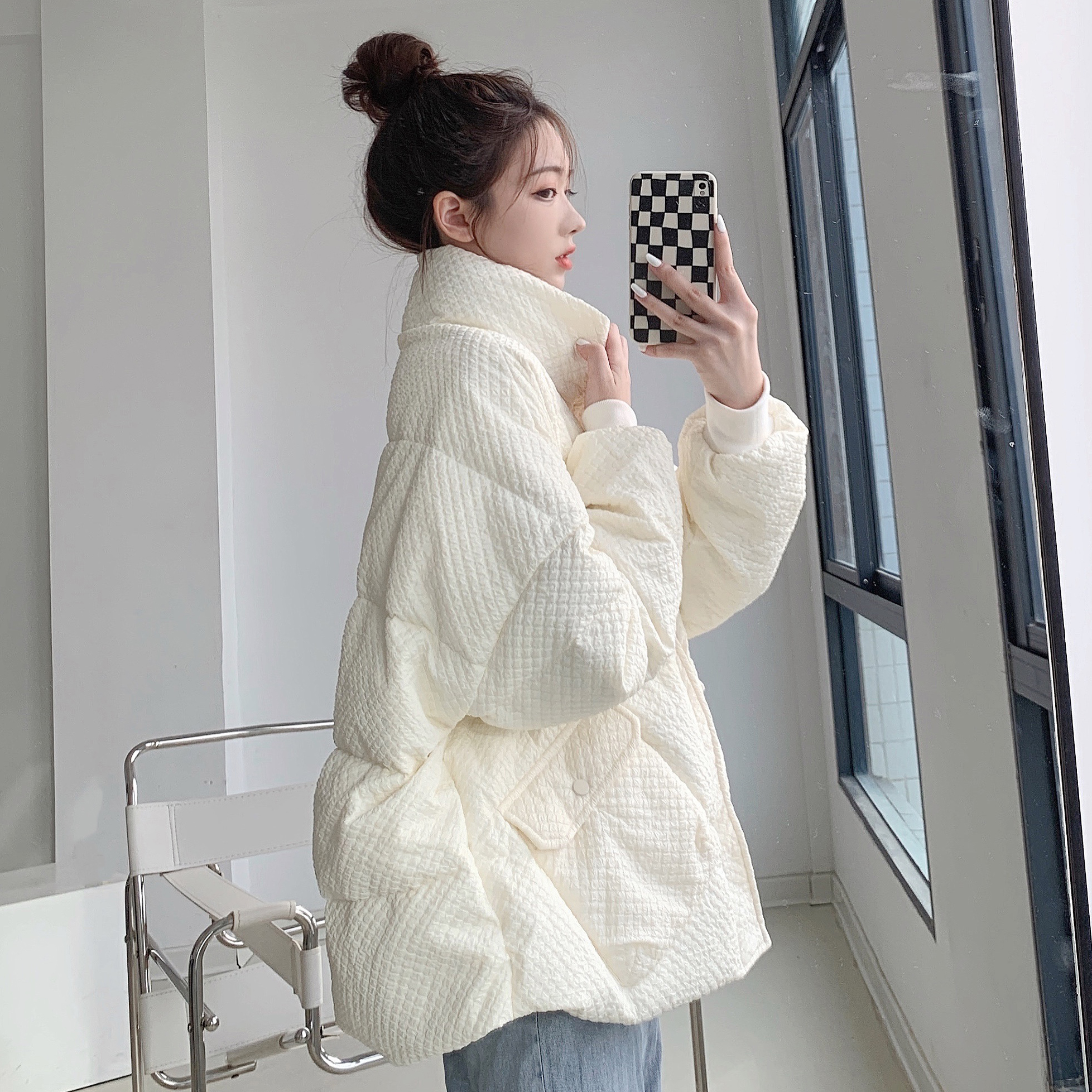 Pure colour upright collar pregnant woman winter dress pregnant woman plums for winter gestation of late pregnant woman in winter coat pregnant woman cotton clothing for pregnant women 