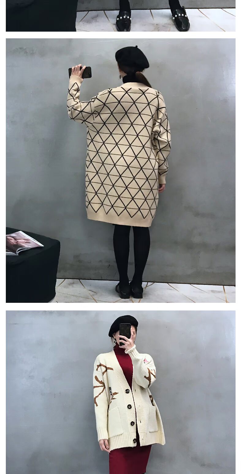 Phụ nữ mang thai mùa thu đông phù hợp với mẫu thời trang 2018 mới cổ cao đầm mùa thu đan áo len cardigan hai mảnh váy bầu công sở