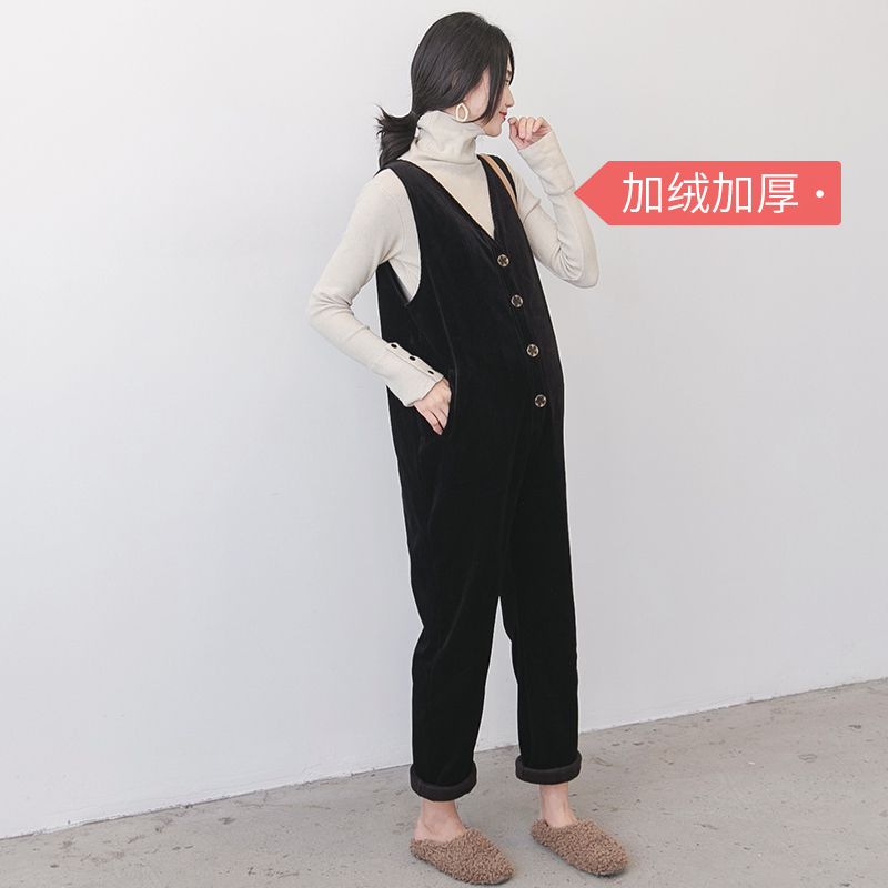 Pregnant Woman Winter Clothing Suit Fashion style Winter Plus Suede Light Core Suede Back Belt Pants Out of Autumn Fashion net Red Two sets of autumn Winter-Taobao