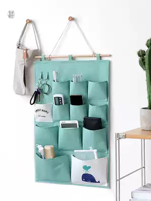 Cotton linen fabric hanging storage bag hanging bag dormitory dormitory door rear wall hanging bag wall hanging pocket