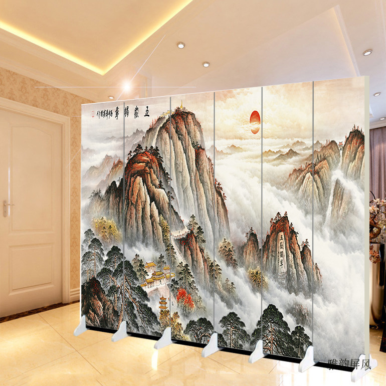 Screen Partition Living Room Entrance Hall Ink Painting Art Background Mural Taishan Sunrise Landscape Painting Hotel Office Decoration Screen Partition Living Room Entrance Hall Ink Painting Art Background Mural Taishan Sunrise Landscape Painting Hotel Office Decoration