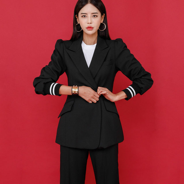 European two-piece set 20021 autumn and winter Korean version of Yujie temperament self-cultivation suit jacket casual harem trousers set