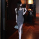 Sling halter dress long slit sexy backless temperament celebrity party small dress Hepburn skirt high-end summer