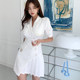 2022 summer dress new Korean version design sense temperament suit collar slim fit stitching pleated waist professional skirt dress