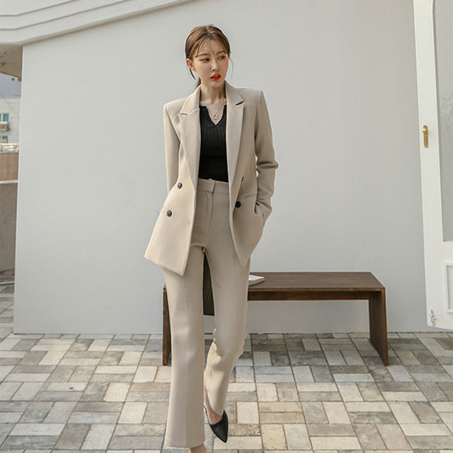 Korea 2020 Spring and Autumn New Fashion Slim Small Suit Suit Feminine Casual Pants Professional Suit Two-piece Set