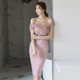 Summer dress 2019 new female Korean fashion chic sexy backless mesh gauze self-cultivation sling bag hip slit dress