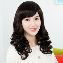 Wig female curly hair fashion minus age Liu Hai black long hair wigs realistic natural bald head full set