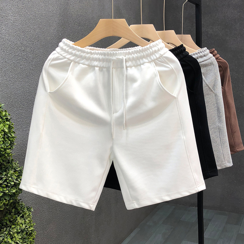Simple Solid Color Shorts for Men, Summer Trendy Brand Fashion Sports Casual Shorts, Men's New Summer White Pants