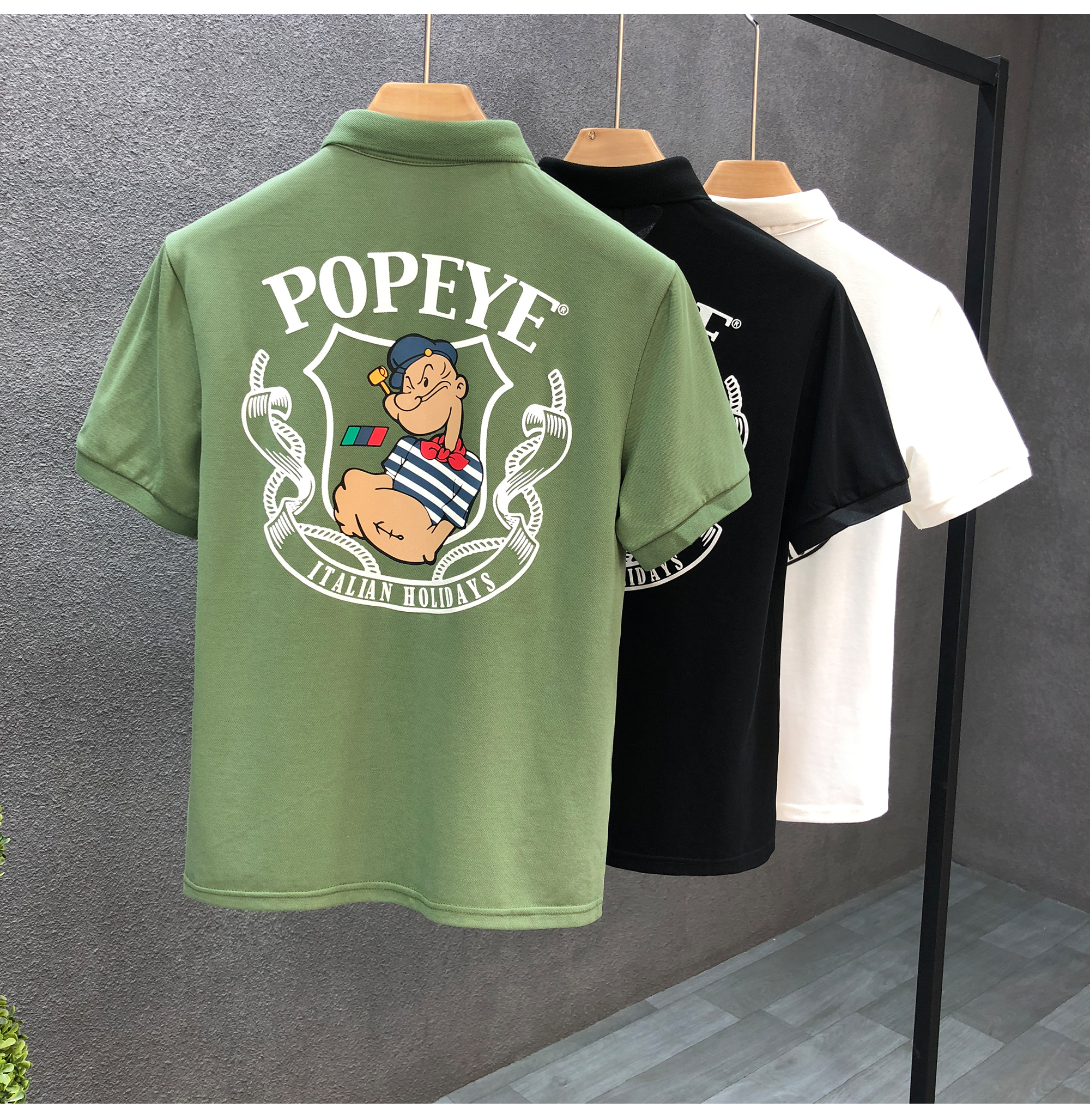 Cartoon printed Polo shirt, t-shirt, trendy brand, youth 2023 summer new men's short collar and half sleeved_voghion.com