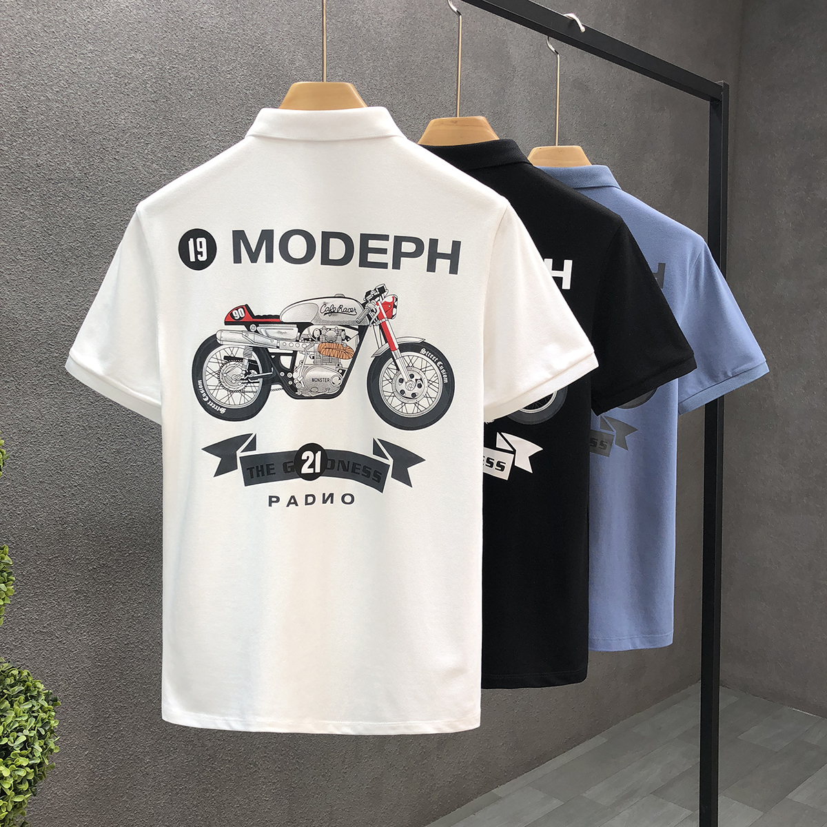 American cartoon printing Polo shirt men's short-sleeved summer collar T-shirt tide brand slim men's youth high-end half-sleeve