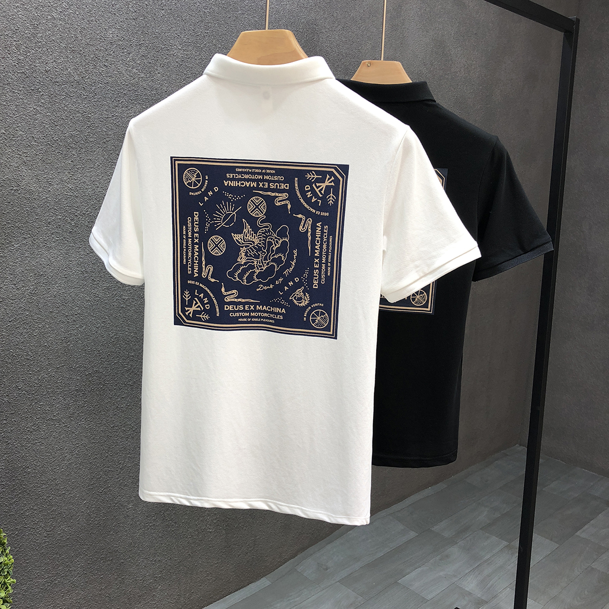 High quality summer Polo shirt men's short sleeve tide fashion print with T - shirt 2021 tide male upper half sleeve