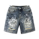 High street handsome men's denim shorts men's trendy American five-quarter pants 2025 summer new men's straight pants