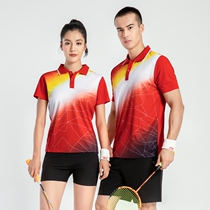 Summer men and women badminton sports coat speed short sleeve T-shirt over collar POLO shirt custom tennis clothing printed