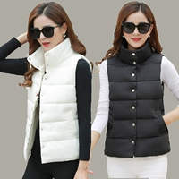 2017 mới đứng cổ áo xuống cotton vest nữ ngắn đoạn mùa thu đông áo dạ nữ