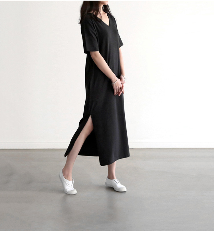 Bộ đồ ngủ bằng lụa băng đêm nữ mùa hè phương thức đơn giản cotton T-shirt dài đoạn có thể mặc bên ngoài phục vụ nhà đồ lót đẹp