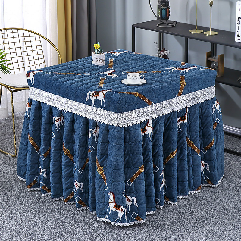 Grilling table cover square European thickened plus velvet winter home skirt new electric stove cover grilling fire cover cover