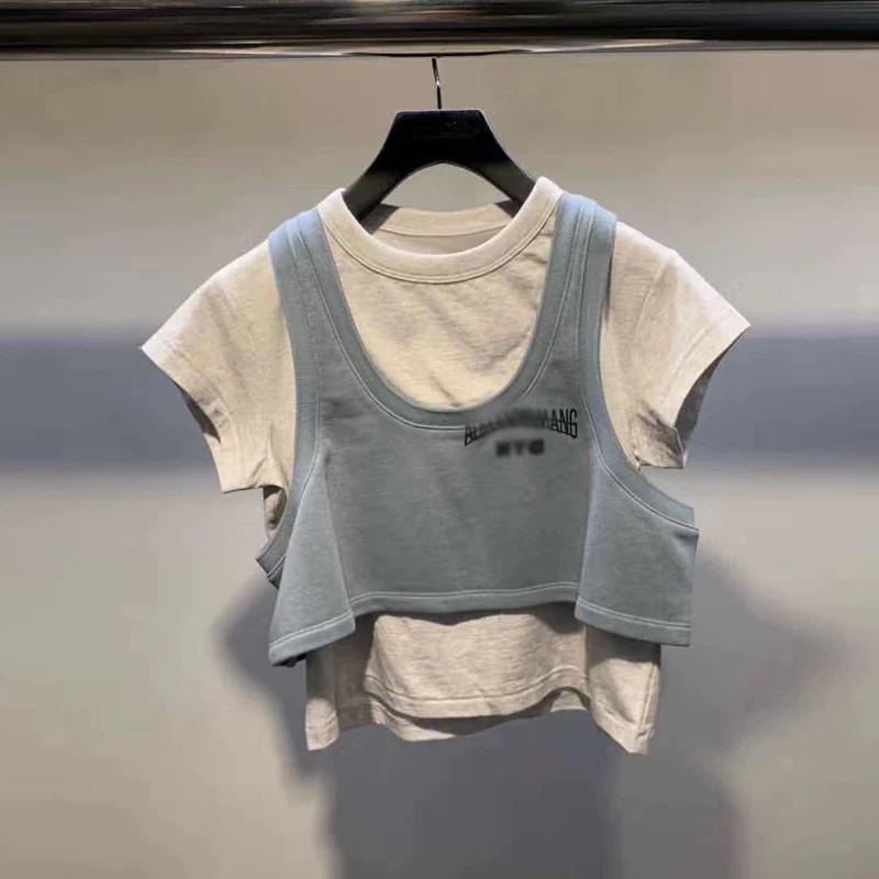 Летняя майка-бюстье, комплект с круглым воротником
