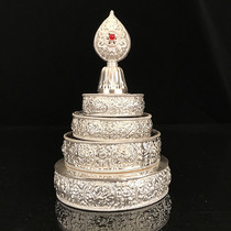 Foot silver sterling silver Manza plate eight auspicious sterling silver auspicious carvings for Manza repair tray silver Mancha Luo ornaments 12cm