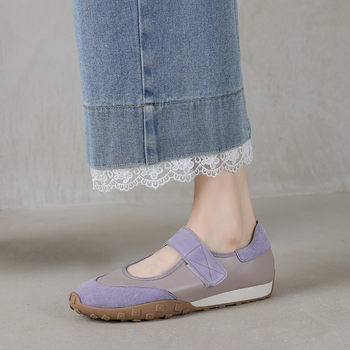 Women's wedge-sponge cake bottom color-blocked round-toe shoes Women's wedge-sponge cake bottom color-blocked round-toe shoes