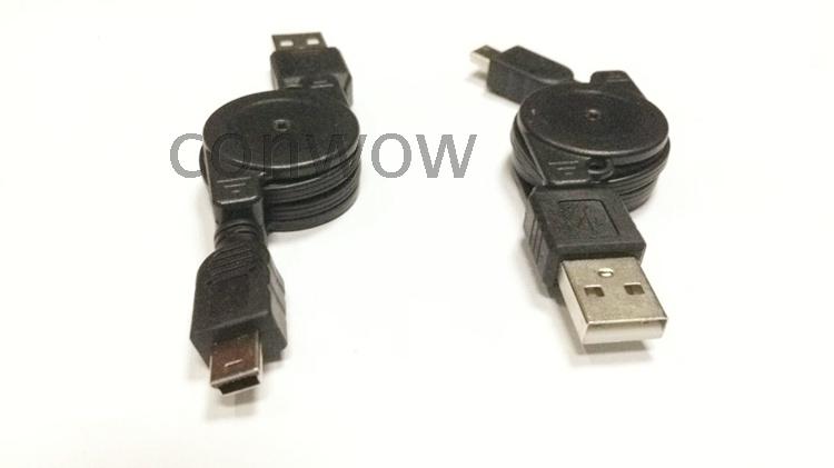 Telescopic cable USB to mini USB cable T-port Mini 5P mobile phone MP3 5 charging data cable