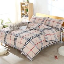 (Special Counter) combed cotton four-piece cotton old coarse cloth sheet quilt cover British grid wind nude sleeping artifact