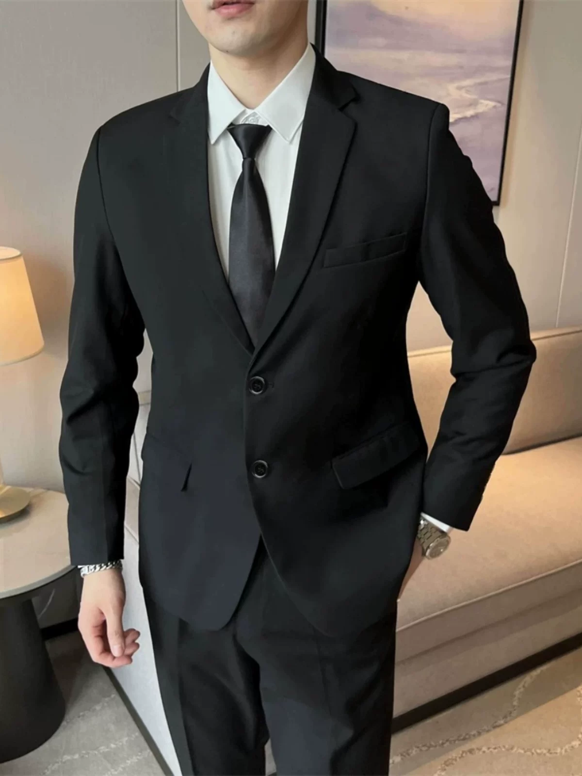 Мужской набор, классический пиджак костюма, платье, slim fit, корейский стиль