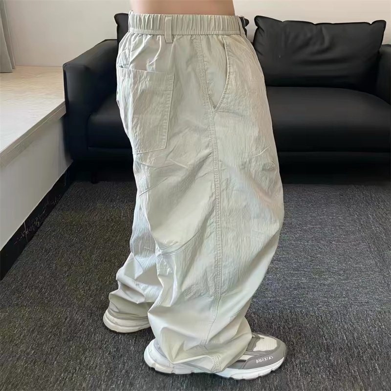 American Street Retro Mountain-Style Outdoor Quick-Drying Pants for Men, Summer Functional Thin Solid Color Loose Casual Workwear Long Pants