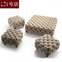 American Fabric Art Changing Shoes Stool Square Bench Clothing Shop Sofa Small Footstool Cloister Stools Port Style Soft-mounted Lounge