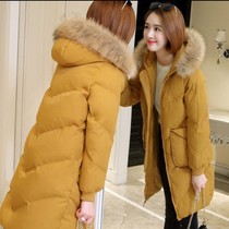 2021 female long hair collar cotton coat new Korean version of Down cotton jacket over knee loose cotton padded jacket tide