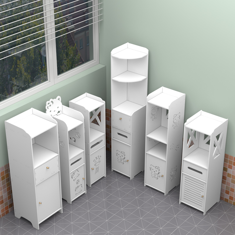 Bathroom Gap Storage Cabinet, Bathroom Floor-Standing Shelf, Toilet Side Cabinet, Toilet Washbasin Corner Cabinet, Multi-Functional
