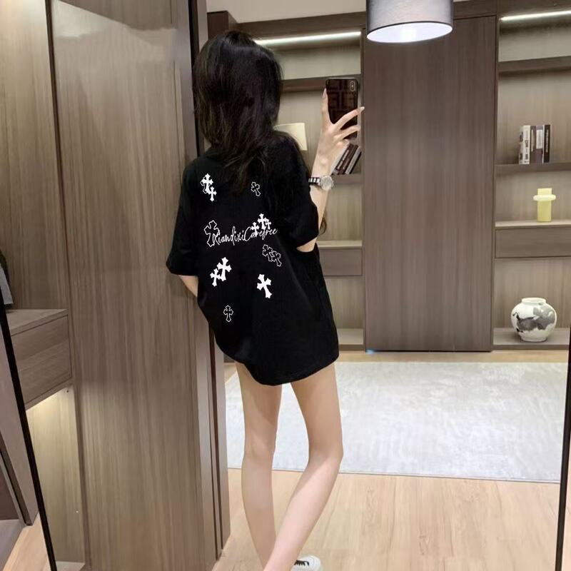 Pure Cotton American Style Trendy Brand Simple Printed T-Shirt for Women 2026 Summer New Style Loose Slimming Half-Sleeve Top ins