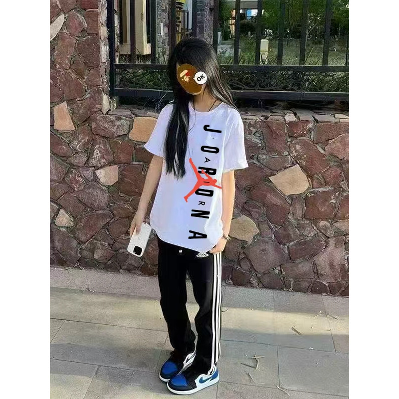American Hip-Hop Lettering Simple Short-Sleeve T-Shirt for Men and Women, High Street Campus Sports Style, Student Couple Half-Sleeve Top, Trendy