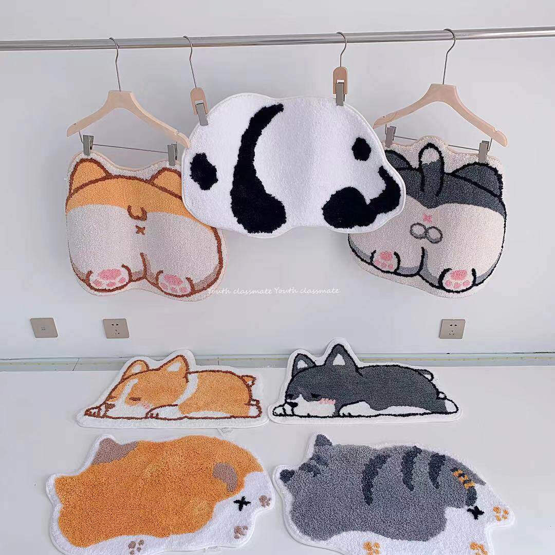 Cute Cartoon Kirky Butt Haschic Backmovie Cat Anti-Slip Bathroom Foot Mat Makeup Room Mat Bedroom Floor Mat