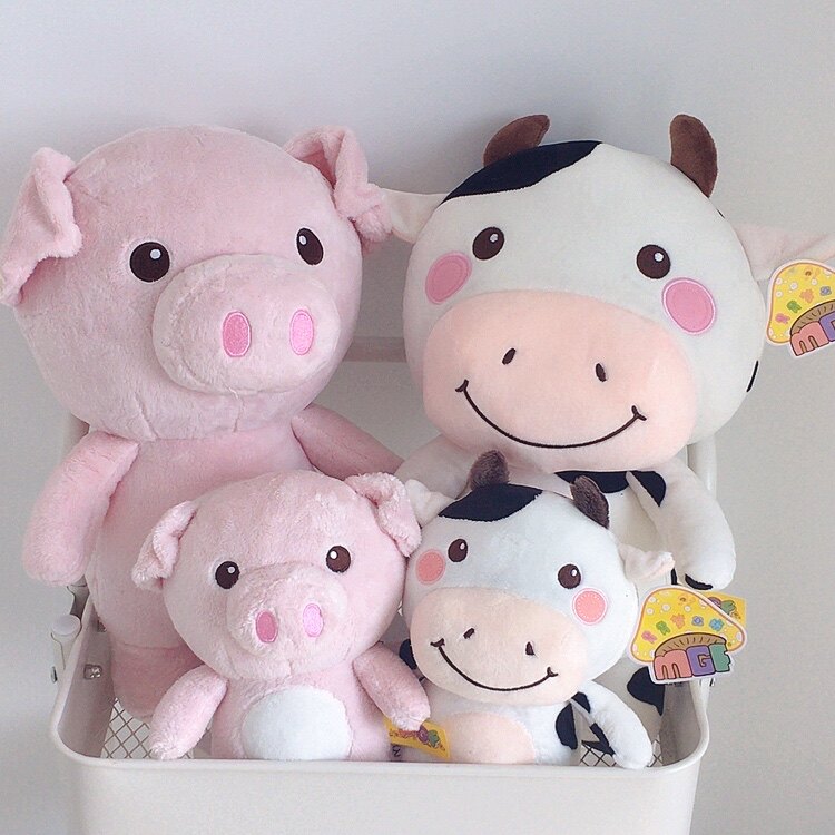 Cute Cartoon Animal Hair Suede Toy Pink Piggy Piggy Bunny Cow Paparazzi B Doll Children Doll Gift