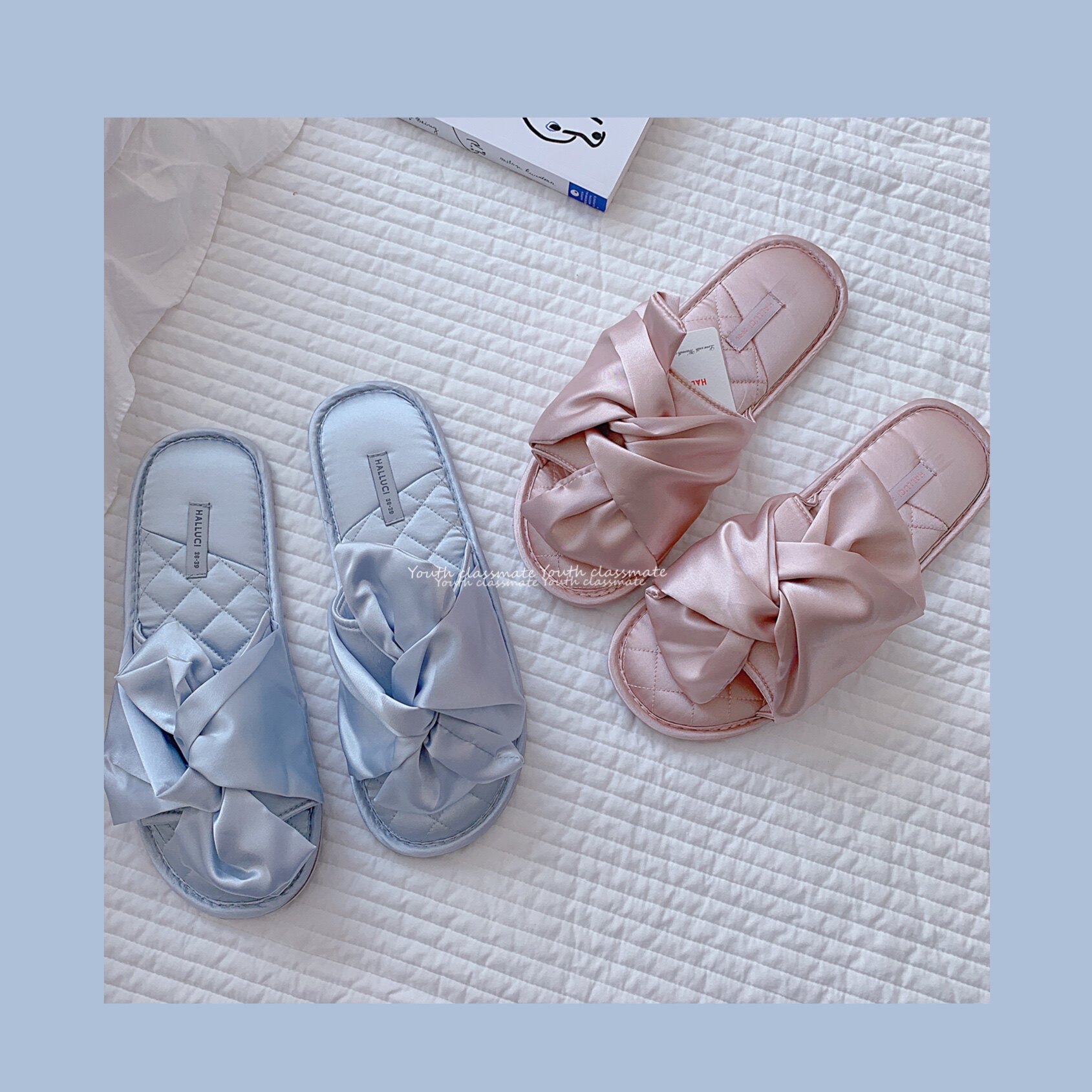 Summer New products Temperament Emulation Silk Butterfly Knots Fish Mouth Slippers At-home Non-slip Indoor Soft Bottom Home Shoes Women