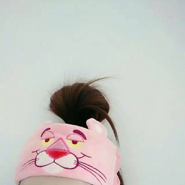 Ultra cute INS hot powder pink leopard Naughty Leopard Embroidery Wash Face Bunch Hair Stirrup