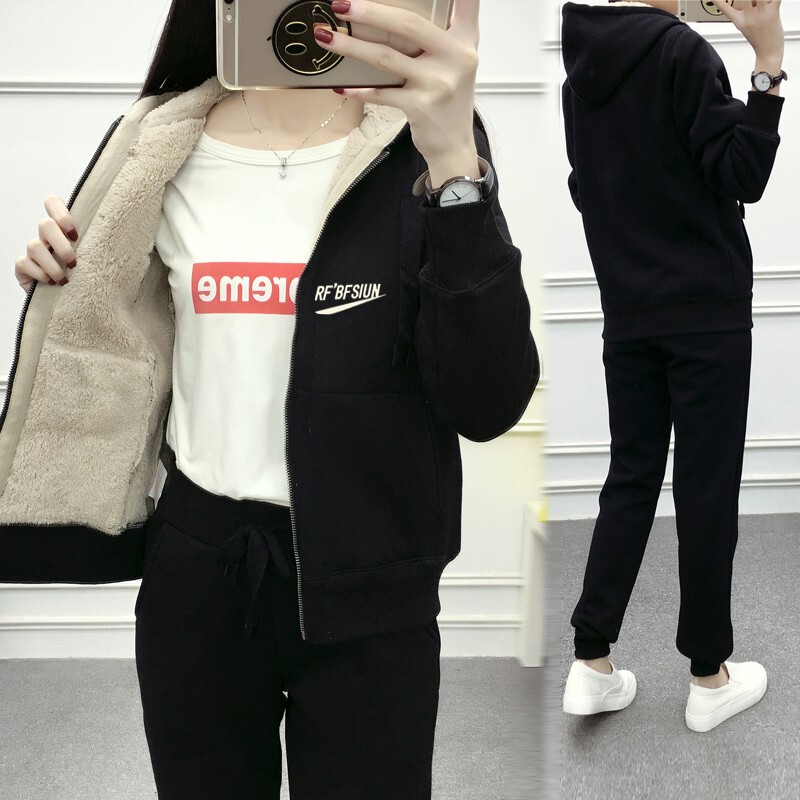 Lamb Wool Sweatshirt for Women 2024 New Winter Fleece-Lined Thickened Black Casual Hooded Cardigan Lamb Wool Coat