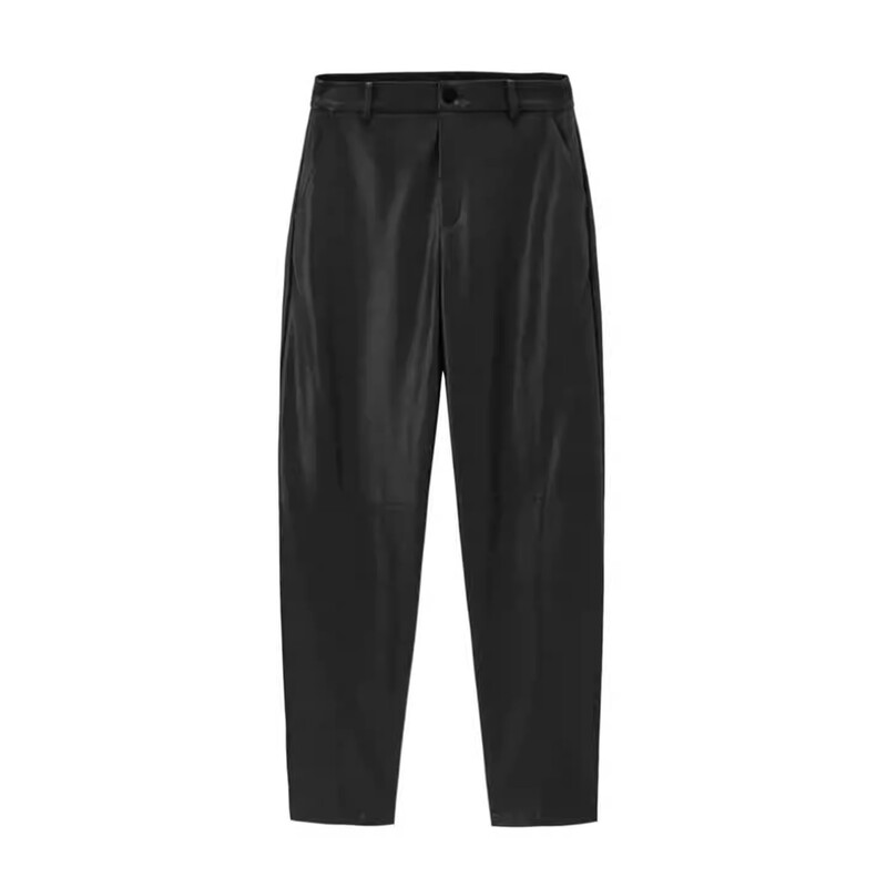 Tai Series Cut-Label Autumn/Winter New Trendy Loose Slimming Pu Leather Casual Pants Mz4164/甲-39