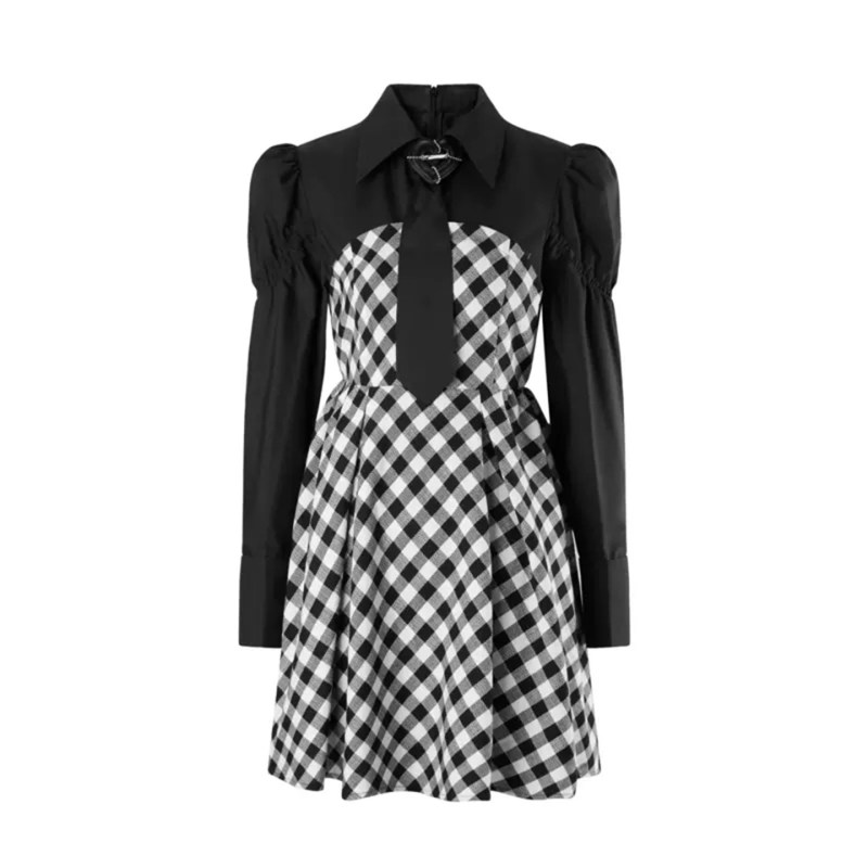 Tai Series Cut-Label Women's Clothing Spring and Autumn New Plaid Patchwork Long Sleeve Dress Mz3446/甲-162 Tai Series Cut-Label Women's Clothing Spring and Autumn New Plaid Patchwork Long Sleeve Dress Mz3446/甲-162