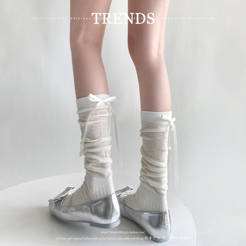 It Really Enhances Your Look! Ballet-Style Slightly Sheer Slouch Socks, Calf Socks for Spring and Summer, Mary Jane Mid-Calf Socks, Miu Style