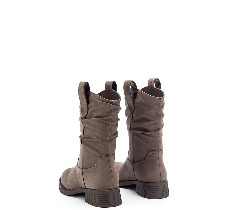 Западные Boots 热风棕色西部牛仔靴2025年冬季新款短靴堆堆靴美拉德靴子中筒靴女 Hot air